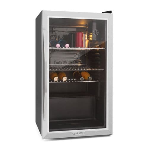 Klarstein Mini Kühlschrank mit Glastür, Mini-Kühlschrank für Zimmer, Getränkekühlschrank Klein mit Verstellbaren Ablagen, Kleiner Kühlschrank 80