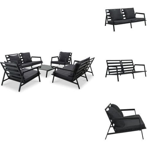 vidaXL 5-tlg. Garten-Lounge-Set mit Auflagen Aluminium Dunkelgrau - Gartenmöbel-Sets