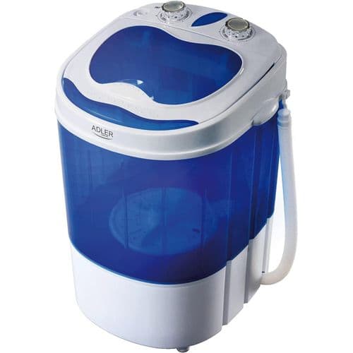 JUNG ADLER AD8051 Mini Waschmaschine mit Schleuder blau, Waschautomat bis 3 KG , Reisewaschmaschine, Miniwaschmaschine, Camping Mobile Waschmaschine